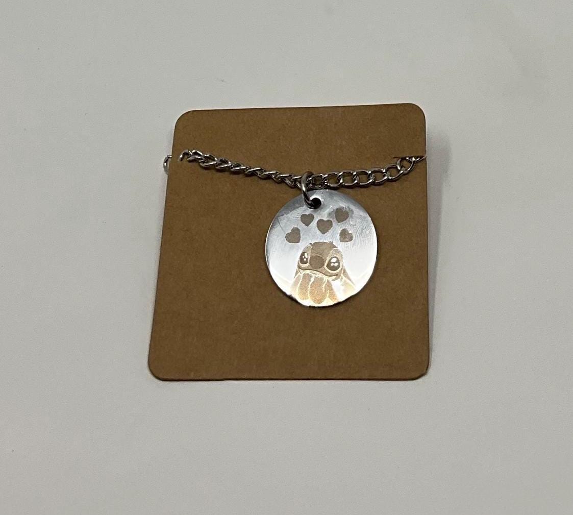 Engraved Stitch personalized necklace gift