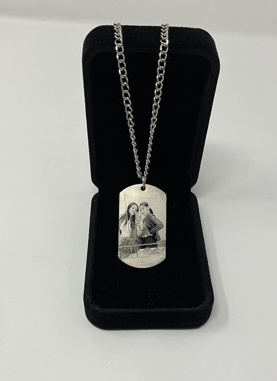 Custom Military Dog Tag Engraved Personalized Photo Picture neckless or keychain