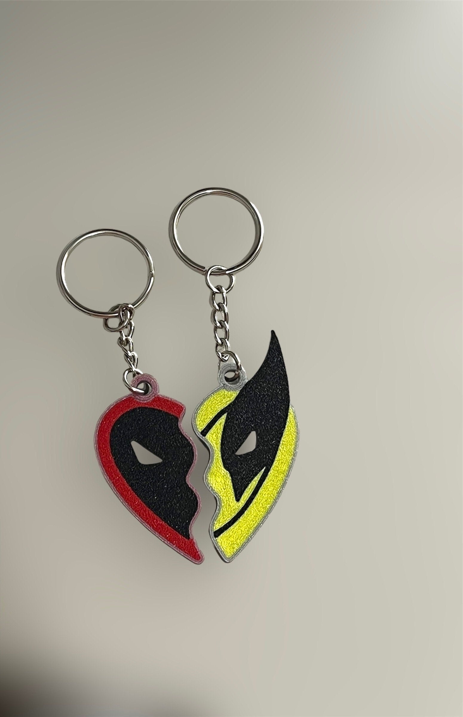 Deadpool and Wolverine Split Heart Keychain Set
