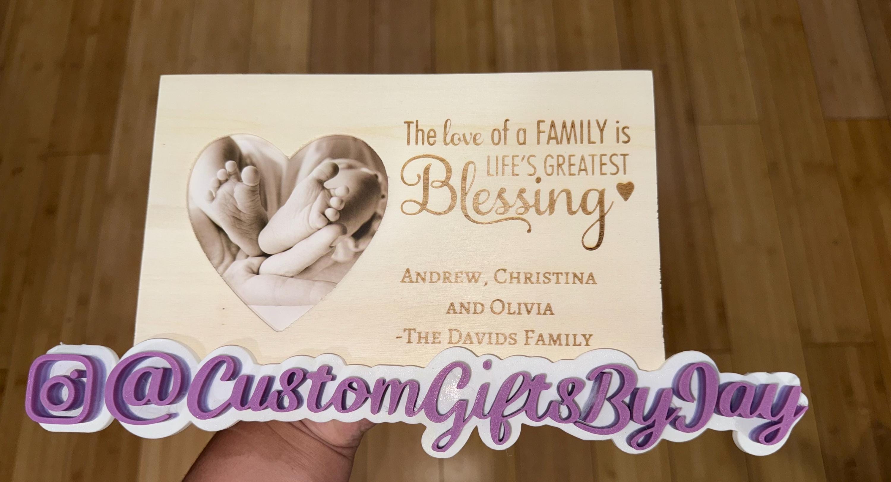 Personalized Family Photo Frame: Heart Accent