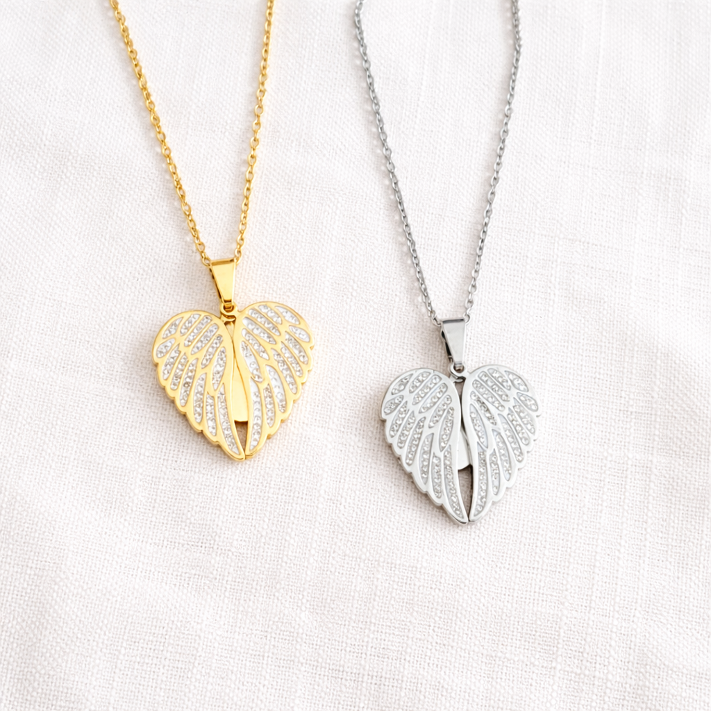 Sparkling Wings Hidden Heart Necklace