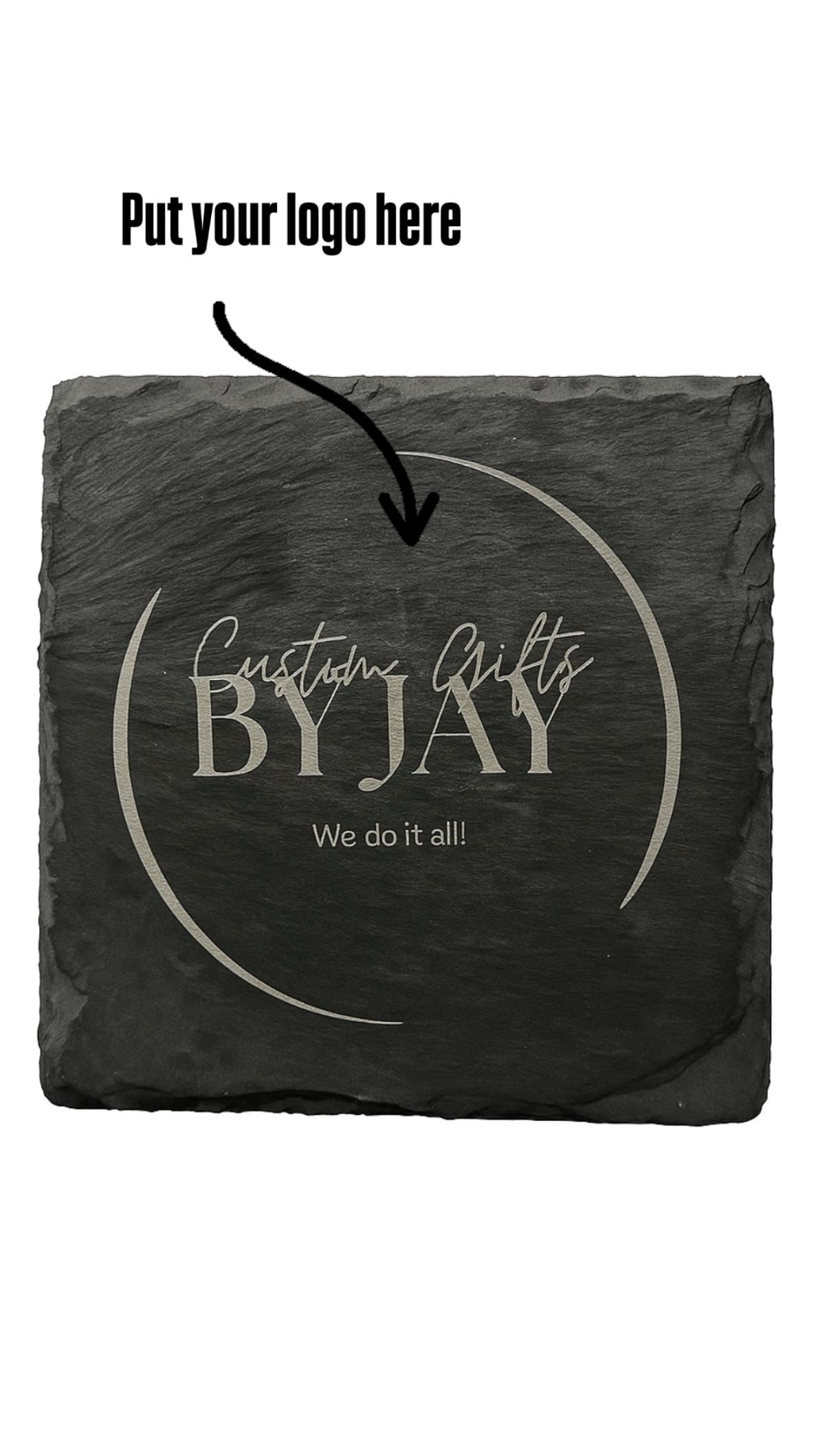 Personalized Logo Coaster: Laser Engraved Black Stone Drink Coaster, Custom Corporate Gift