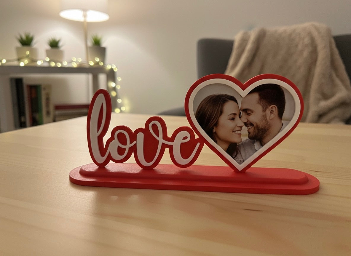 “Love” Stand with Heart Photo Frame – Romantic Personalized Display