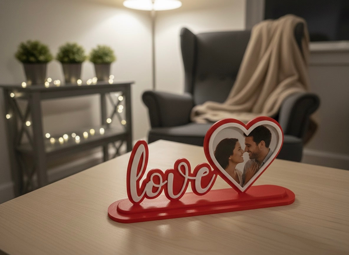 “Love” Stand with Heart Photo Frame – Romantic Personalized Display