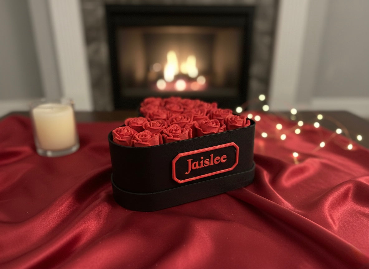 Personalized Heart Box with Removable Roses, Custom Name Keepsake Gift