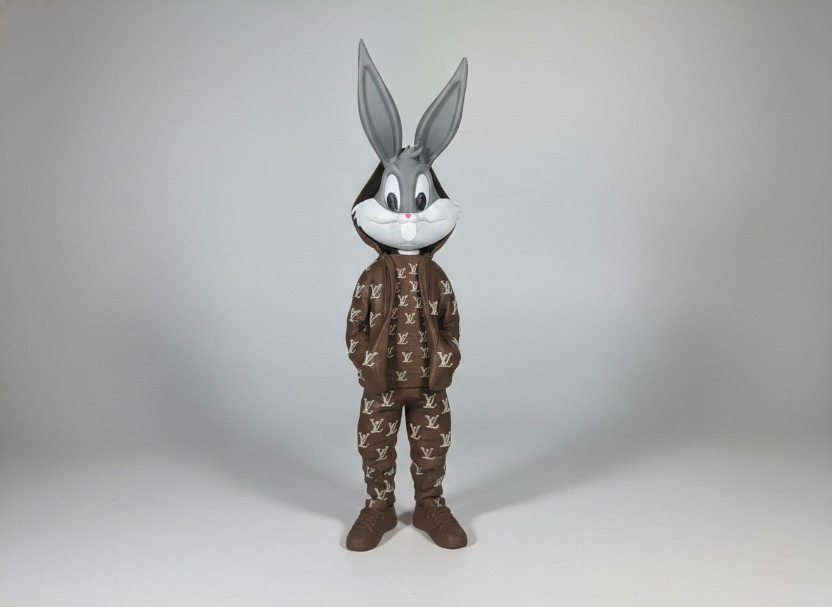 Bugs Bunny Designer Figurine - 3D Printed & Hand Painted - Jordan & Louis Vuitton Style - Collectible Art Figure
