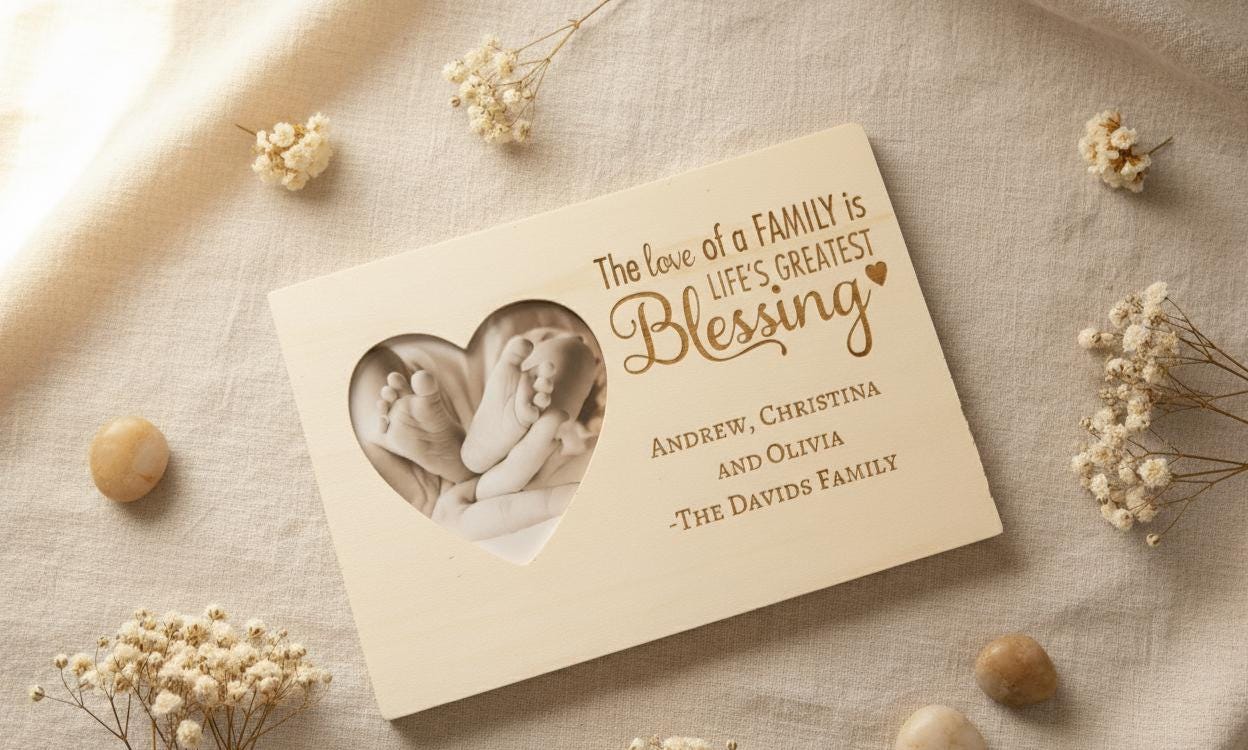 Personalized Family Photo Frame: Heart Accent