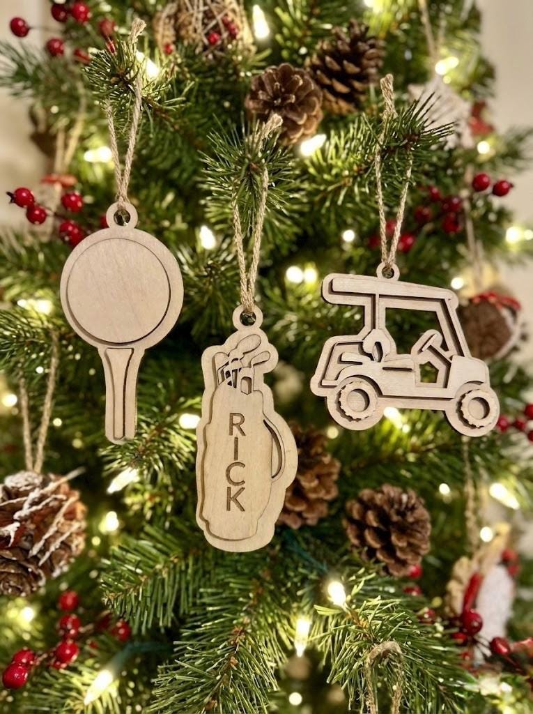 Personalized Wood Golf ornaments