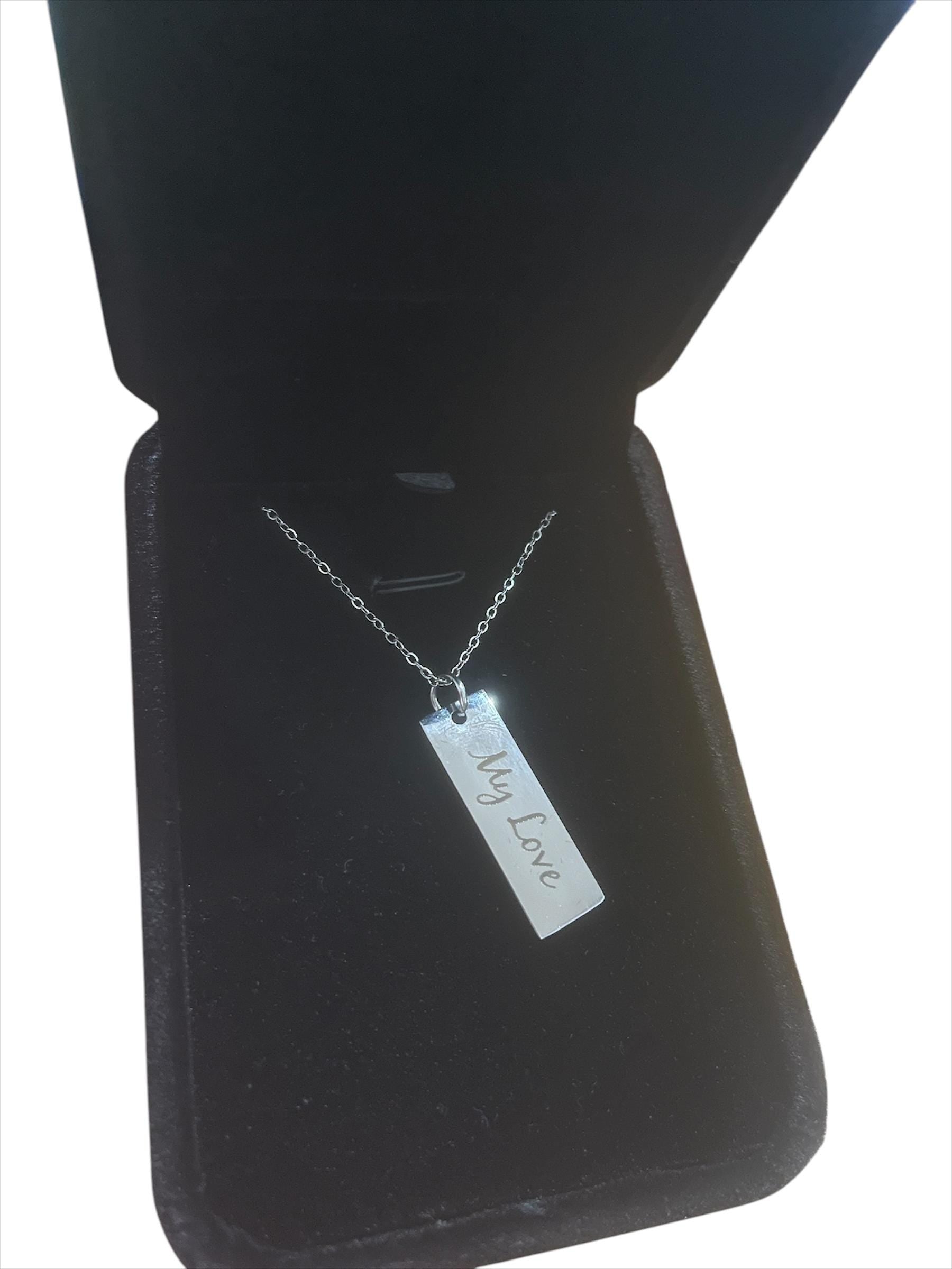 Custom Stainless Steel Necklace – Laser Engraved Bar Pendant, Personalized Name/Message, Minimalist Unisex Gift