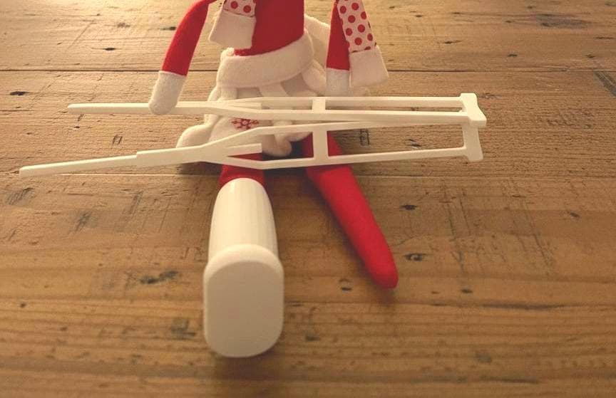 Elf crutches and cast