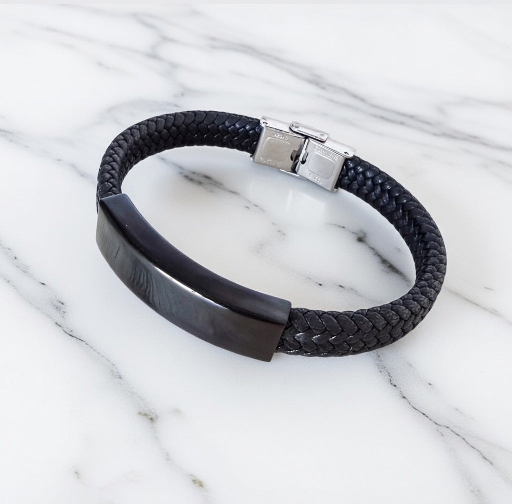 Black Woven Cord Men's Bracelet