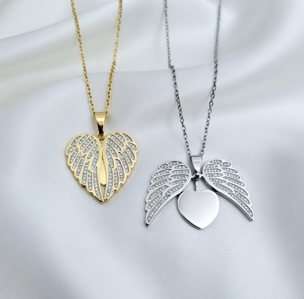 Sparkling Wings Hidden Heart Necklace