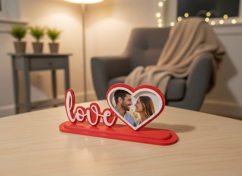 “Love” Stand with Heart Photo Frame – Romantic Personalized Display